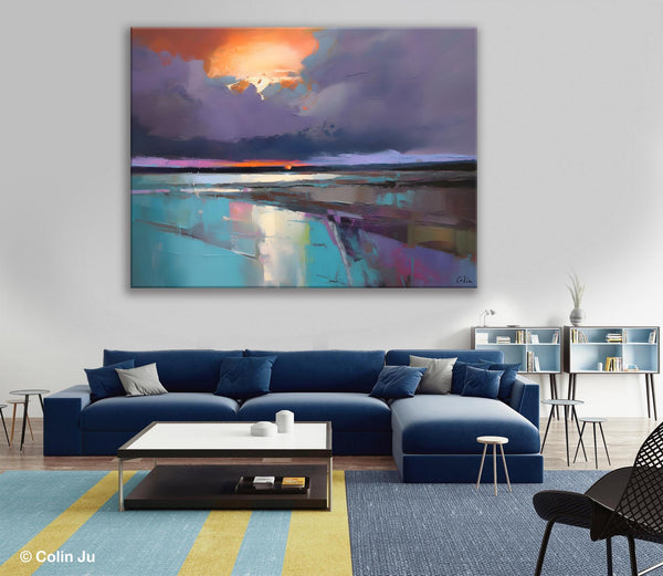 Original Landscape Oil Painting, Large Landscape Painting for Living Room, Bedroom Wall Art Ideas, Large Paintings for Dining Room-artworkcanvas