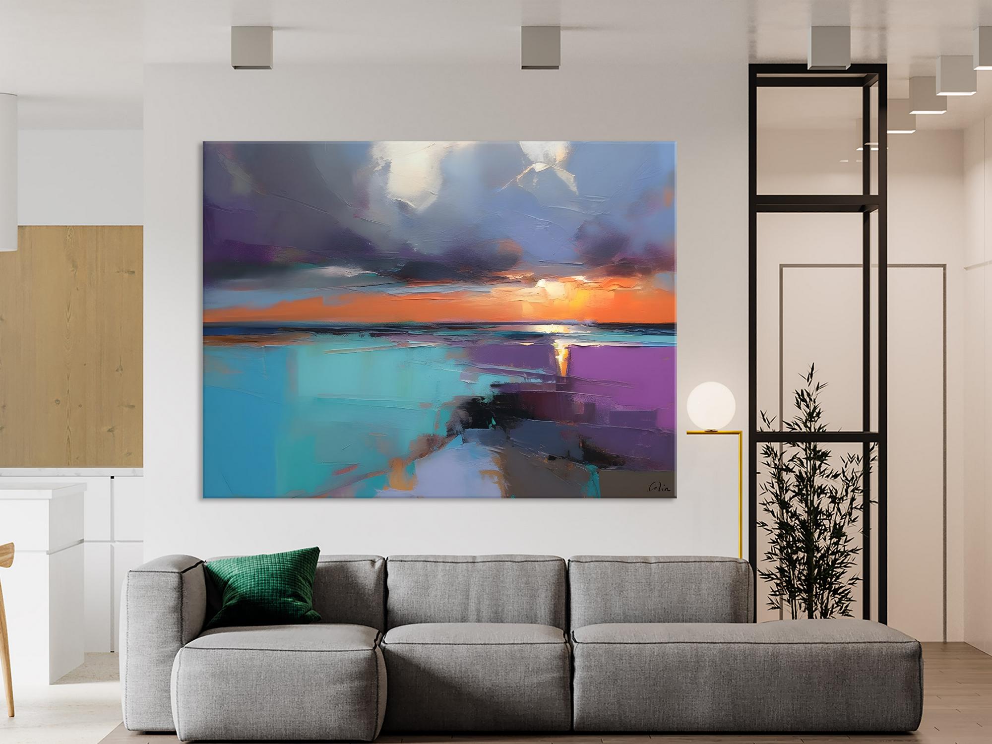 Living Room Abstract Paintings, Original Landscape Abstract Painting, Simple Wall Art Ideas, Extra Large Landscape Canvas Paintings, Buy Art Online-artworkcanvas