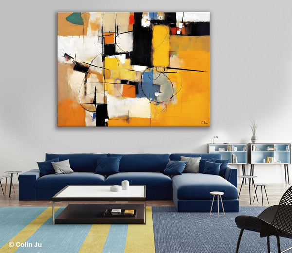 Acrylic Abstract Painting Behind Sofa, Large Original Painting on Canvas, Acrylic Painting for Sale, Living Room Wall Art Paintings, Buy Paintings Online