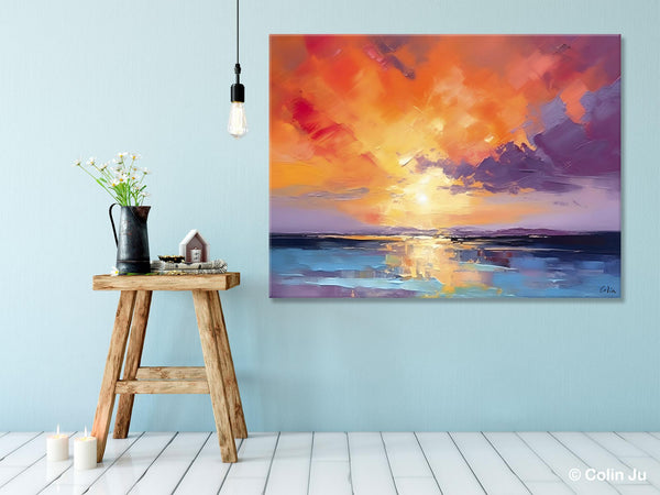 Original Landscape Oil Paintings, Sunrise Paintings, Large Contemporary Wall Art, Oil Painting on Canvas, Extra Large Paintings for Bedroom