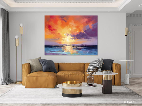 Original Landscape Oil Paintings, Sunrise Paintings, Large Contemporary Wall Art, Oil Painting on Canvas, Extra Large Paintings for Bedroom