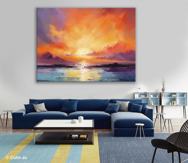 Large Art Painting for Living Room, Original Landscape Canvas Art, Oversized Landscape Wall Art Paintings, Contemporary Acrylic Painting on Canvas-artworkcanvas