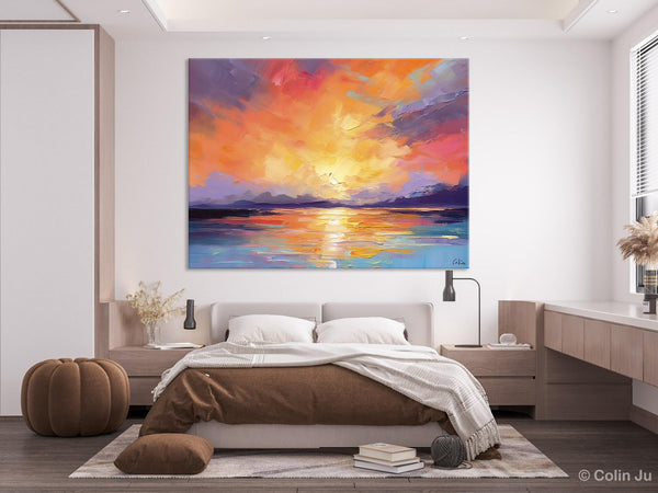 Modern Acrylic Artwork, Original Landscape Wall Art Paintings, Oversized Modern Canvas Paintings, Large Abstract Painting for Dining Room-artworkcanvas