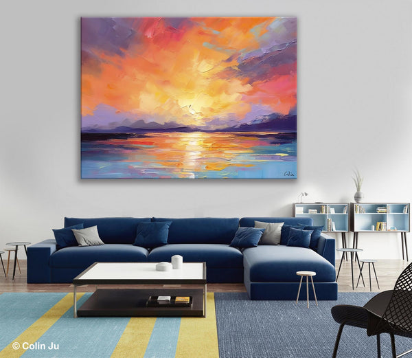 Modern Acrylic Artwork, Original Landscape Wall Art Paintings, Oversized Modern Canvas Paintings, Large Abstract Painting for Dining Room-artworkcanvas