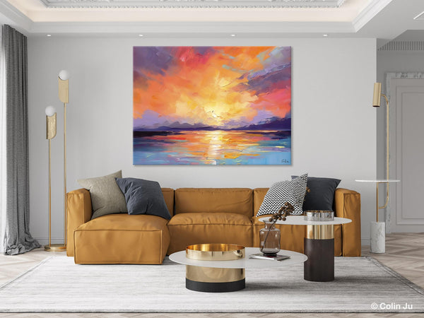 Modern Acrylic Artwork, Original Landscape Wall Art Paintings, Oversized Modern Canvas Paintings, Large Abstract Painting for Dining Room-artworkcanvas