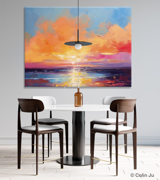 Acrylic Paintings for Living Room, Landscape Canvas Paintings, Sunrise Abstract Acrylic Painting, Contemporary Wall Art on Canvas