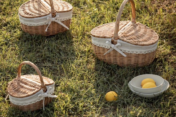 Picnic Storage Basket with Handle, Extra Large Kitchen Storage Baskets, Natural Hand-woven Wicker Storage Basket, Lovely Willow Weaving Baskets for Vegetable, Natural Fruit Storage Baskets-artworkcanvas