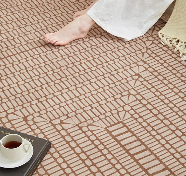 Mid Century Geometric Carpets, Modern Rugs under Dining Room Table, Contemporary Modern Rugs Next to Bed, Abstract Modern Rugs for Living Room-artworkcanvas