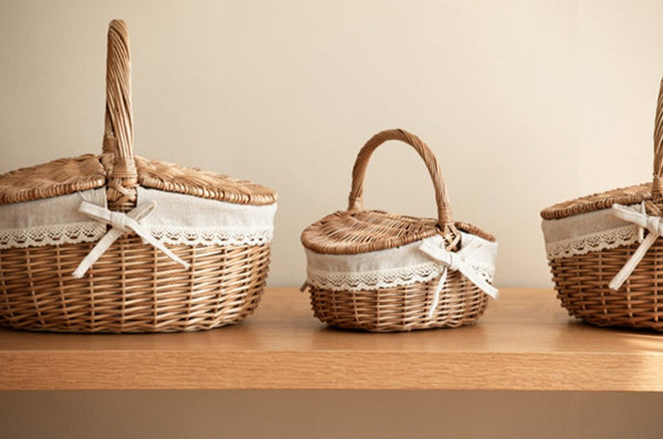 Picnic Storage Basket with Handle, Extra Large Kitchen Storage Baskets, Natural Hand-woven Wicker Storage Basket, Lovely Willow Weaving Baskets for Vegetable, Natural Fruit Storage Baskets-artworkcanvas