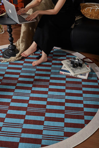 Modern Rugs for Dining Room, Geometric Modern Rugs for Living Room, Mid Century Circular Rugs for Bedroom, Abstract Contemporary Round Rugs under Chairs-artworkcanvas