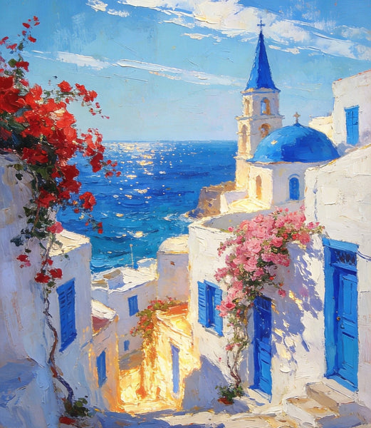 Original Landscape Art, Majestic Aegean Views, Small Oil Paintings, Hand Painted Canvas Art, Buy Paintings Online, Landscape Paintings for Bedroom-artworkcanvas