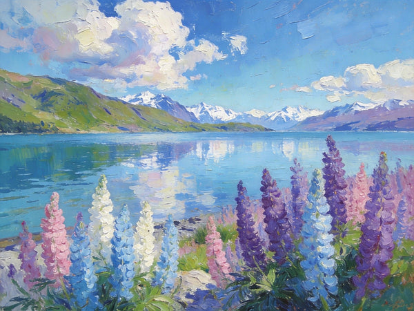 Heavy Texture Oil Paintings, New Zealand's Lake and Mountain Magic, Landscape Canvas Paintings, Small Landscape Paintings on Canvas, Hand Painted Canvas Art, Original Oil Paintings-artworkcanvas