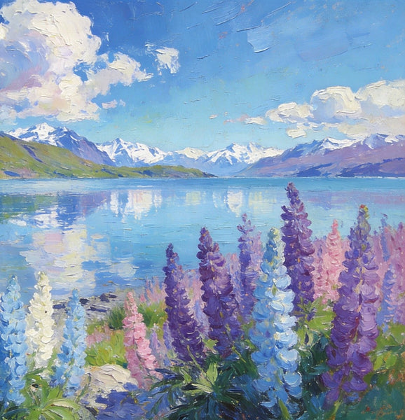 Heavy Texture Oil Paintings, New Zealand's Lake and Mountain Magic, Landscape Canvas Paintings, Small Landscape Paintings on Canvas, Hand Painted Canvas Art, Original Oil Paintings-artworkcanvas