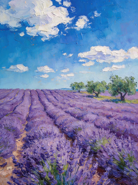 Original Landscape Art, Provence Lavender Flower Fields, Small Paintings On Canvas, Hand Painted Canvas Art, Small Oil Paintings, Heavy Texture Wall Art Paintings-artworkcanvas