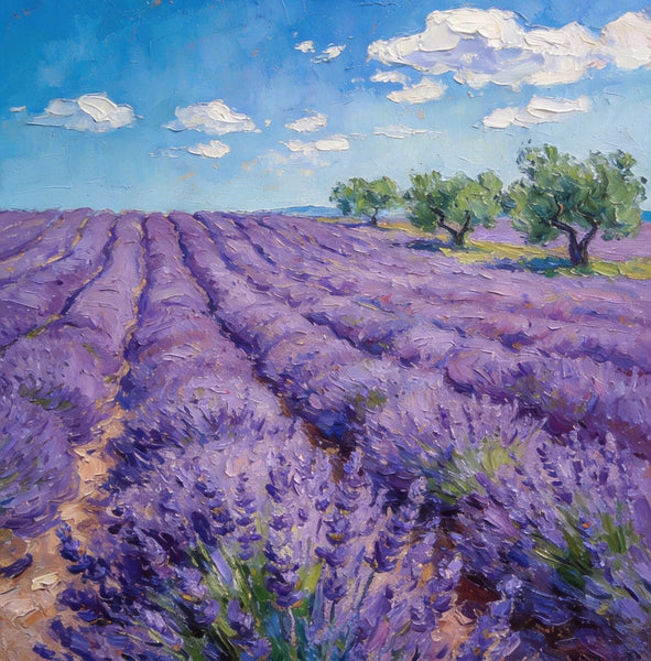 Original Landscape Art, Provence Lavender Flower Fields, Small Paintings On Canvas, Hand Painted Canvas Art, Small Oil Paintings, Heavy Texture Wall Art Paintings-artworkcanvas