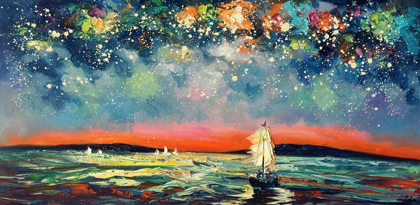 Large Canvas Art, Canvas Oil Painting, Starry Night Sky Painting, Custom Abstract Painting-artworkcanvas