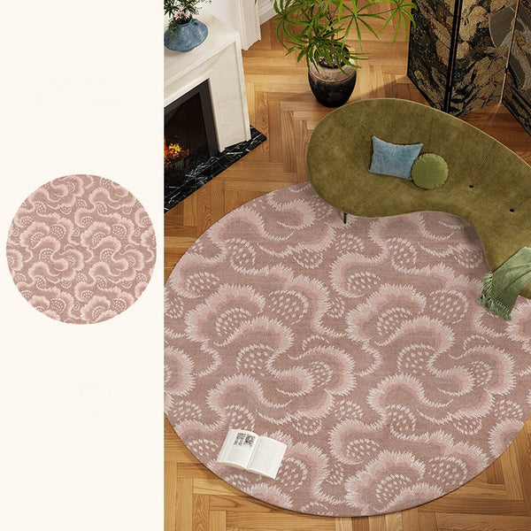 Contemporary Modern Rugs, Mid Century Round Modern Rugs under Chairs, Bedroom Abstract Modern Area Rugs, Geometric Round Rugs for Dining Room-artworkcanvas