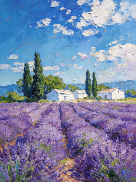 Small Oil Paintings, Provence Lavender Flower Fields, Hand Painted Canvas Art, Original Landscape Art, Buy Paintings Online, Landscape Paintings for Bedroom-artworkcanvas