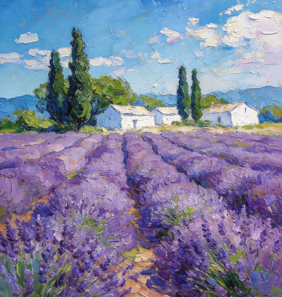 Small Oil Paintings, Provence Lavender Flower Fields, Hand Painted Canvas Art, Original Landscape Art, Buy Paintings Online, Landscape Paintings for Bedroom-artworkcanvas