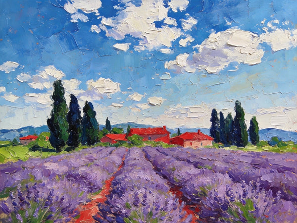 Buy Paintings Online, Provene Lavender Flower Field, Original Landscape Paintings, Landscape Canvas Paintings, Hand Painted Canvas Art-artworkcanvas