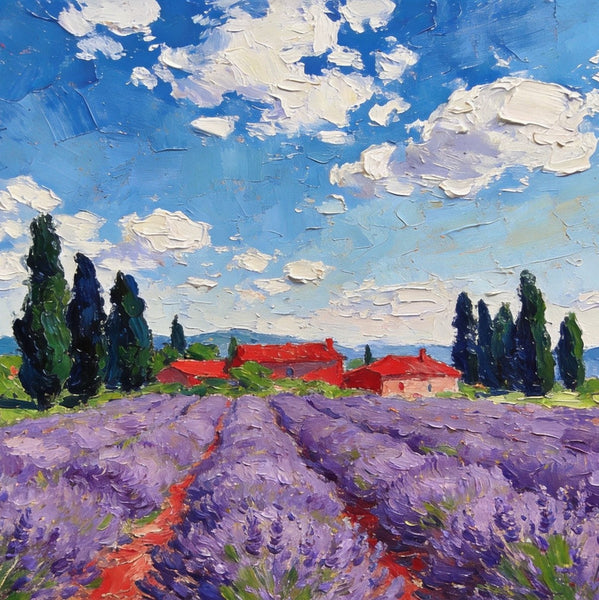 Buy Paintings Online, Provene Lavender Flower Field, Original Landscape Paintings, Landscape Canvas Paintings, Hand Painted Canvas Art-artworkcanvas