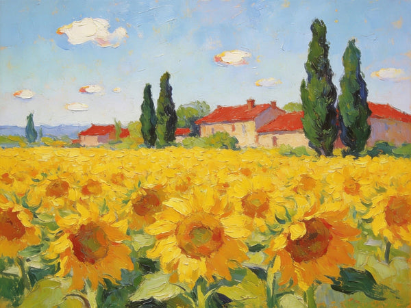 Small Paintings on Canvas, Provence Sunflower Haven, Original Landscape Paintings, Landscape Canvas Paintings, Hand Painted Canvas Art-artworkcanvas