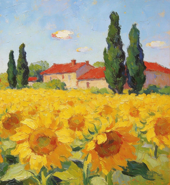 Small Paintings on Canvas, Provence Sunflower Haven, Original Landscape Paintings, Landscape Canvas Paintings, Hand Painted Canvas Art-artworkcanvas