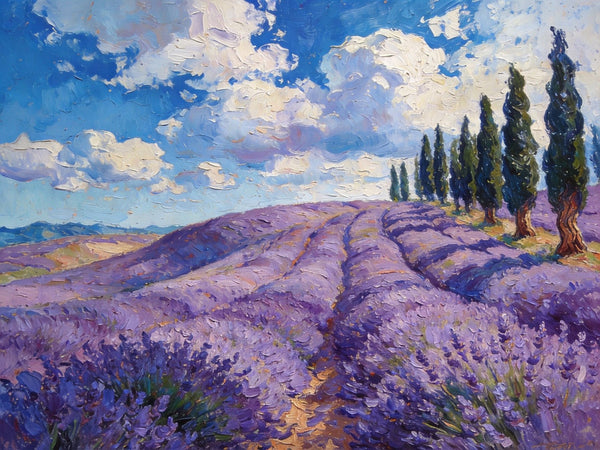 Picturesque Provence Lavender Fields, Canvas Wall Art Paintings, Hand Painted Canvas Art, Landscape Canvas Paintings, Original Oil Paintings, Small Oil Paintings-artworkcanvas