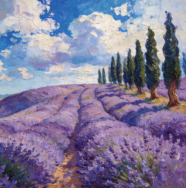 Picturesque Provence Lavender Fields, Canvas Wall Art Paintings, Hand Painted Canvas Art, Landscape Canvas Paintings, Original Oil Paintings, Small Oil Paintings-artworkcanvas