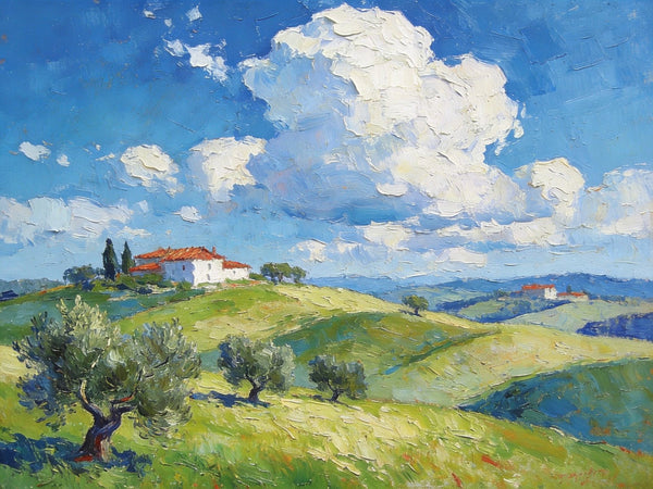 Canvas Wall Art for Living Room, Tuscan Hillside Beauty, Hand Painted Canvas Art, Landscape Oil Paintings, Buy Original Paintings, Small Oil Paintings-artworkcanvas