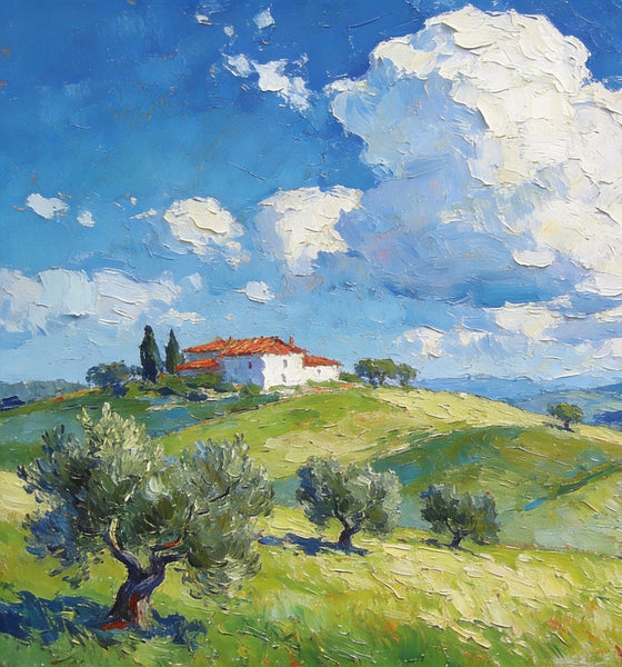 Canvas Wall Art for Living Room, Tuscan Hillside Beauty, Hand Painted Canvas Art, Landscape Oil Paintings, Buy Original Paintings, Small Oil Paintings-artworkcanvas