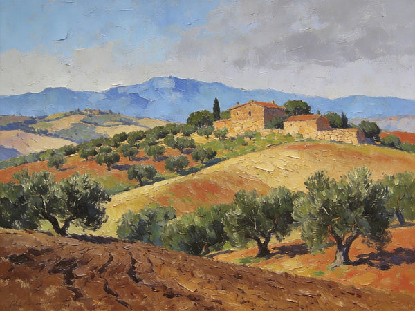 Canvas Wall Art Paintings, Tuscan Hillside Serenity, Hand Painted Canvas Art, Landscape Canvas Paintings, Original Oil Paintings, Small Oil Paintings-artworkcanvas