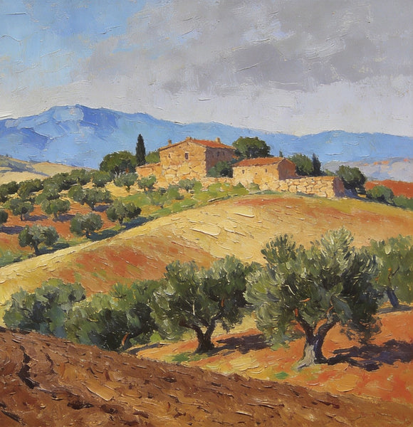 Canvas Wall Art Paintings, Tuscan Hillside Serenity, Hand Painted Canvas Art, Landscape Canvas Paintings, Original Oil Paintings, Small Oil Paintings-artworkcanvas