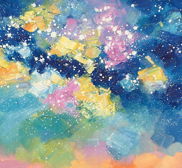 Abstract Landscape Painting, Starry Night Sky Painting, Heavy Texture Painting, Custom Canvas Painting for Sale, Large Painting for Bedroom