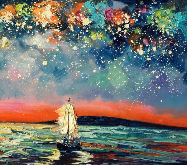 Large Canvas Art, Canvas Oil Painting, Starry Night Sky Painting, Custom Abstract Painting
