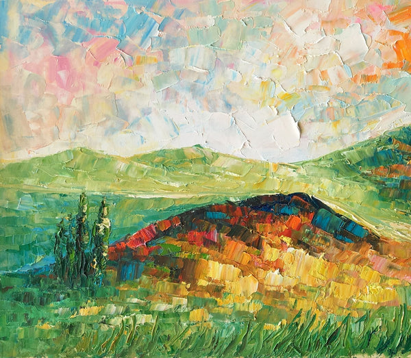 Mountain Landscape Painting, Landscape Painting, Custom Abstract Oil Painting, Bedroom Wall Art