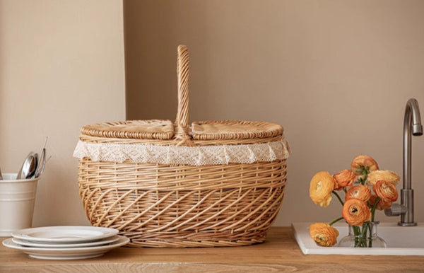 Extra Large Kitchen Storage Baskets, Picnic Storage Basket with Handle, Natural Hand-woven Wicker Storage Basket, Lovely Willow Weaving Baskets for Vegetable, Natural Fruit Storage Baskets-artworkcanvas