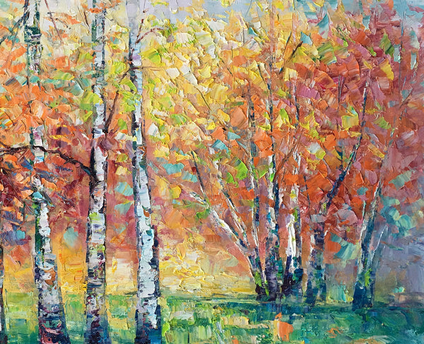 Landscape Canvas Painting, Autumn Tree Paintings, Abstract Landscape Paintings, Custom Original Canvas Painting