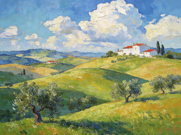 Picturesque Tuscan Hillside, Canvas Wall Art Paintings, Hand Painted Canvas Art, Small Oil Paintings, Landscape Canvas Paintings, Original Oil Paintings-artworkcanvas