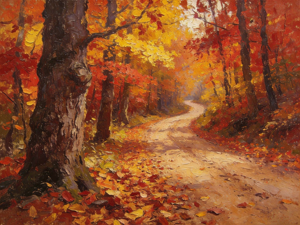 Landscape Canvas Paintings, Autumn Forest Path, Small Paintings on Canvas, Original Landscape Paintings, Hand Painted Canvas Art-artworkcanvas
