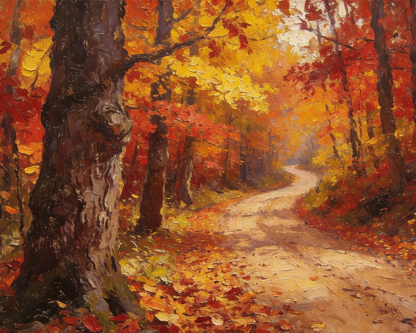 Landscape Canvas Paintings, Autumn Forest Path, Small Paintings on Canvas, Original Landscape Paintings, Hand Painted Canvas Art-artworkcanvas