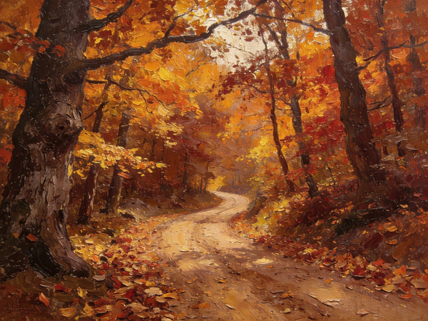 Landscape Canvas Paintings, Charming Autumn Forest Path, Canvas Wall Art Paintings, Hand Painted Canvas Art, Original Oil Paintings, Buy Small Canvas Paintings-artworkcanvas