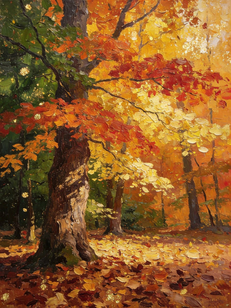 Enchanting Autumn Forest, Hand Painted Canvas Wall Art, Heavy Texture Artwork, Original Wall Art Paintings, Small Oil Paintings-artworkcanvas