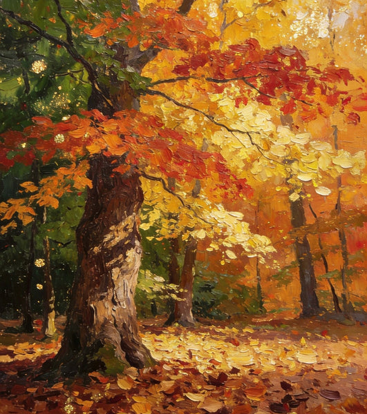 Enchanting Autumn Forest, Hand Painted Canvas Wall Art, Heavy Texture Artwork, Original Wall Art Paintings, Small Oil Paintings-artworkcanvas