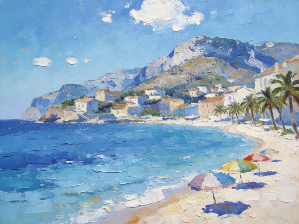 Landscape Paintings for Living Room, Ocean View Beach, Hand Painted Canvas Art, Small Canvas Paintings, Landscape Wall Art Paintings, Original Oil Paintings-artworkcanvas