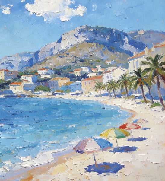 Landscape Paintings for Living Room, Ocean View Beach, Hand Painted Canvas Art, Small Canvas Paintings, Landscape Wall Art Paintings, Original Oil Paintings-artworkcanvas