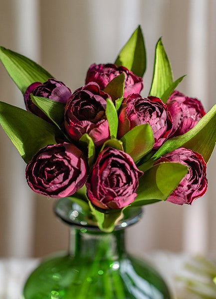 Purple Tulip Flowers, Bedroom Flower Arrangement Ideas, Spring Artificial Floral for Dining Room Table, Simple Modern Floral Arrangement Ideas for Home Decoration