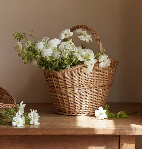 Willow Weaving Baskets with Handle, Large Picnic Food Basket with Handle, Natural Hand-woven Wicker Storage Basket, Natural Fruit Baskets, Kitchen Storage Baskets-artworkcanvas