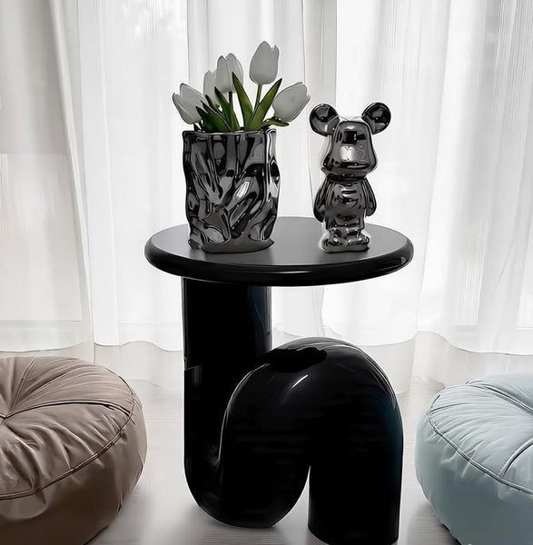 Contemporary Round Side Table, Minimalist Modern Occasional Table, Low Profile Sofa Table, Unique Small End Table, Portable Casual Side Table, Creative Coffee Table, Lightweight Indoor Outdoor Table, Contemporary Side Table-artworkcanvas