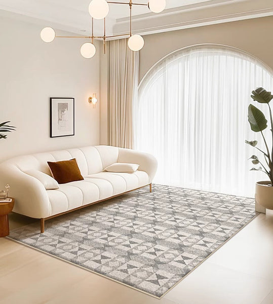 Large Gray Floor Rugs for Living Room, Dining Room Floor Rug, Modern Floor Rugs for Bedroom, Extra Large Geometric Modern Rugs for Office-artworkcanvas